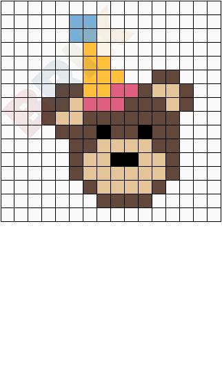 Pixel Bear Art, Teddy Bear Perler Beads, Teddy Bear Pixel Art, Pixel Art Birthday, Pixel Art Bear, Birthday Pixel Art, Bear Pixel Art, Pixel Art Facil, Bear Mosaic