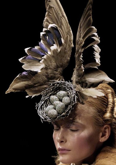 bird nest fascinator Philip Treacy Hats, Philip Treacy, Savage Beauty, Sarah Burton, Crazy Hats, Foto Art, Taxidermy, British Style, Headdress