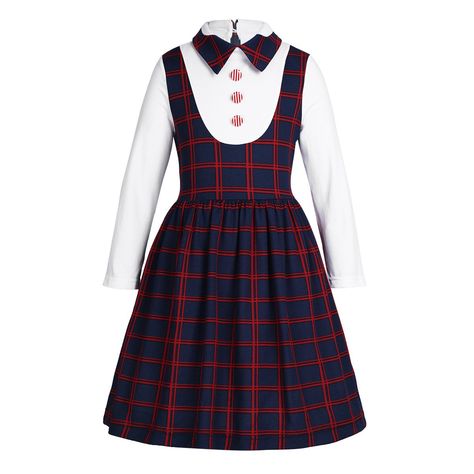 School Uniform Dress, Long Sleeve Plaid Dress, Dress School, School Uniform Kids, School Uniform Fashion, Kids Dress Wear, Uniform Dress, Party School