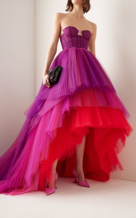 Tiered Gown, Strapless Bustier, Pretty Fashion, Fantasy Dresses, Tulle Prom Dress, Tulle Fabric, Gorgeous Gowns, Color Combo, Looks Style