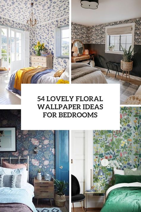 Lovely Floral Wallpaper Ideas For Bedrooms cover Bedroom Floral Wallpaper, Floral Bedroom Wallpaper, Floral Wallpaper Ideas, Shabby Chic Nightstand, Stained Dresser, Blue And White Bedding, Bedroom Floral, Floral Print Wallpaper, Ideas For Bedrooms