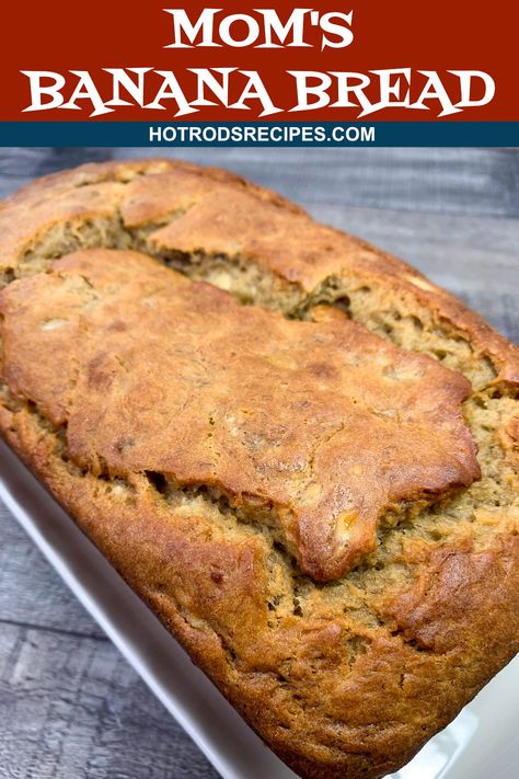 Mom's Banana Bread brings me back to my childhood. This Banana Bread is nice and moist! A delicious family recipe that you must try. Moms Banana Bread, My Moms Banana Bread Recipe, Banana Bread With Crisco Recipe, Banana Bread Recipe Baking Powder Only, Best Banana Bread Recipe Moist, Banana Bread Sallys Baking, Banana Bread Recipe With Oil Not Butter, Top Rated Banana Bread Recipe, Gourmet Mac And Cheese