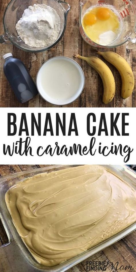 Congrats! You just found The Best Banana Cake Recipe ever! This simple banana cake recipe is soft, fluffy, moist, and rich and is made even better by being topped with this easy caramel icing recipe. If you have ripe bananas and are in search of banana re Easy Caramel Icing, Banana Cake With Caramel, Caramel Icing Recipe, Best Banana Cake Recipe, The Best Banana Cake, Best Banana Cake, Banana Cake Recipe Easy, Cake With Caramel, Easy Caramel