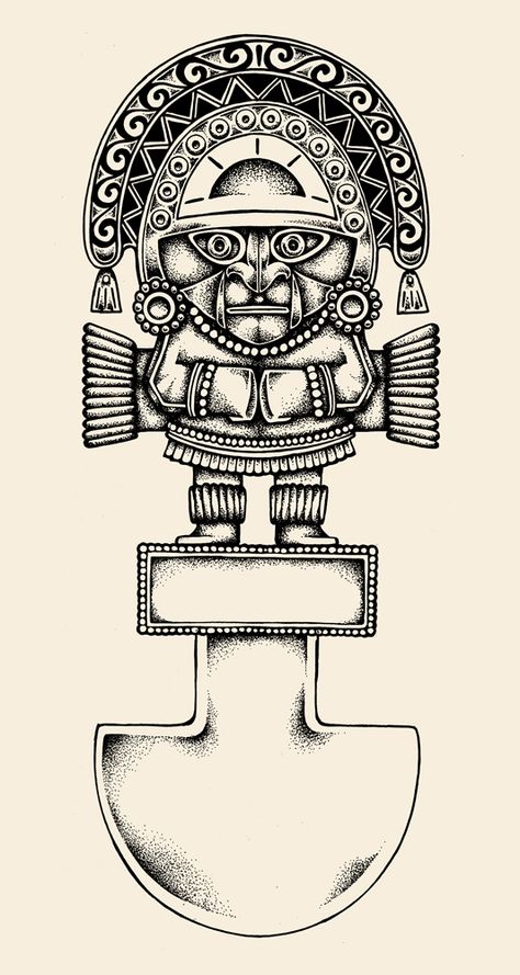 Tumi tattoo design Peru Tattoo, Inca Art, Samoan Designs, Tattoo Black And White, Mayan Tattoos, Vogel Tattoo, Inca Tattoo, Mayan Symbols, Peruvian Art