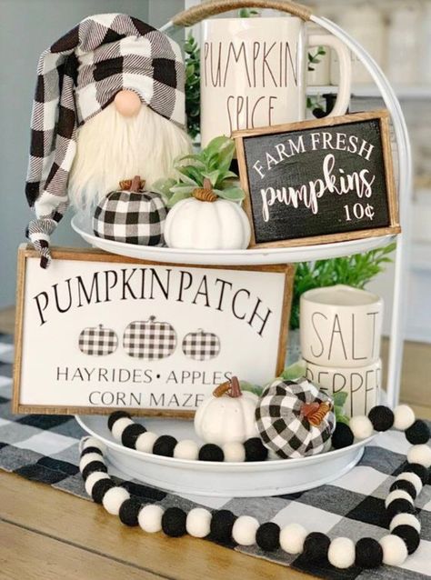 Do It Yourself Decoration, Rae Dunn Decor, Fall Tray, Tiered Tray Signs, Pumpkin Patch Sign, Tray Signs, Tier Trays, 3d Signs, Tray Ideas