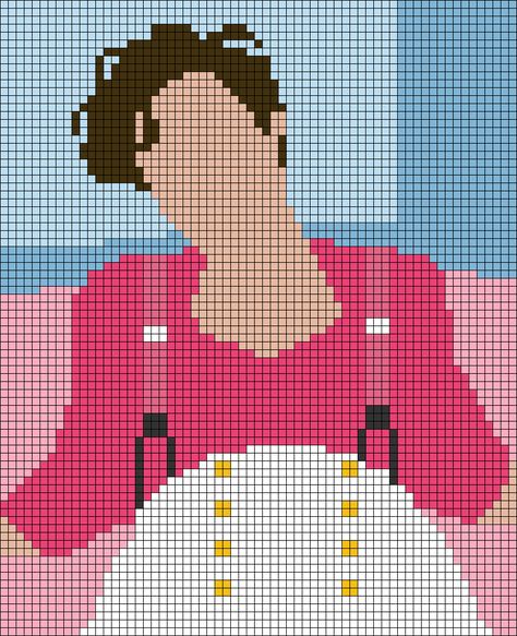 Alpha pattern #48438 | BraceletBook Pixel Art Pattern Harry Styles, Embroidery Designs Cross Stitch, Harry Styles Cross Stitch Patterns, Cross Stitch Harry Styles, Perler Beads Harry Styles, One Direction Alpha Pattern, One Direction Cross Stitch, Harry Styles Fine Line Photoshoot, Fine Line Photoshoot