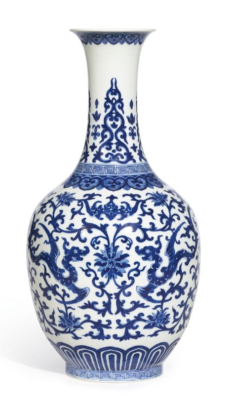 A BLUE AND WHITE 'LOTUS' VASE<br>SEAL MARK AND PERIOD OF JIAQING | lot | Sotheby's Blue Porcelain Vase, Antique Wine Glass, Chinoiserie Art, Blue White Decor, Blue And White Vase, Chinese Vase, White Lotus, Blue Pottery, Blue And White China