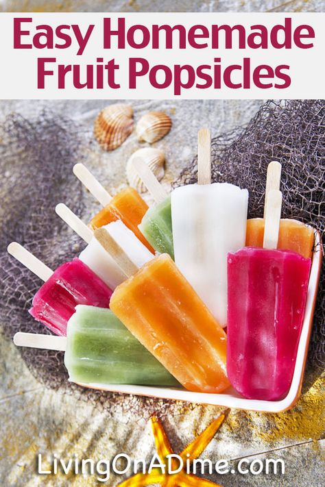 Easy Homemade Fruit Popsicles Recipe - 15 Super Easy Homemade Popsicle Recipes Orange Popsicles Recipe, Homemade Popsicle Recipes, Fudgesicle Recipe, Raspberry Popsicles, Fruit Popsicle Recipes, Easy Popsicle Recipes, Homemade Fruit Popsicles, Strawberry Recipes Easy, Healthy Popsicle Recipes