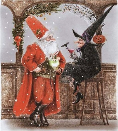 Santa Claus, Witch, Log, Christmas, Instagram, Art