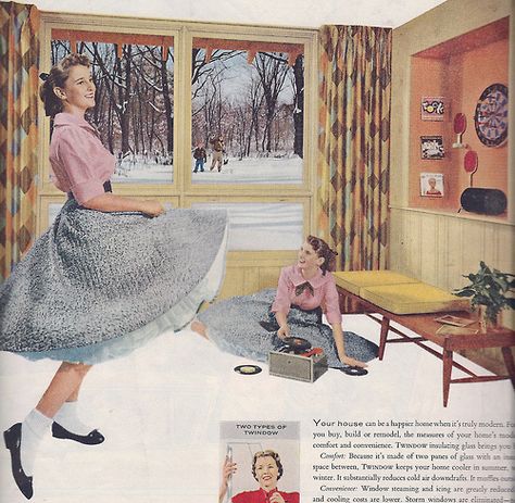 1950s Windows, Rose House, Old Vinyl Records, Retro Housewife, Century Decor, Vintage Windows, Retro Interior, Window Insulation, Vintage Collage