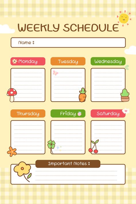 Printable Weekly Schedule for Kids plannertoorganize #digitalplanners #freestudentplanner Daily Homeschool Schedule Printable, Schedule Design School, Study Schedule Printable, School Homework Planner, Cute Schedule, Planner Setup Ideas, Study Planner Ideas, Weekly Task Planner, Homework Schedule