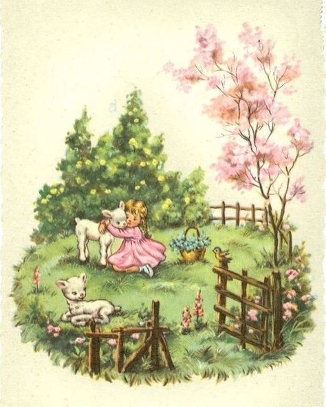 Vintage Easter Illustration, Spring Drawing, Vintage Easter Cards, Easter Illustration, Storybook Art, Holly Hobbie, Fairytale Art, Wow Art, Vintage Easter