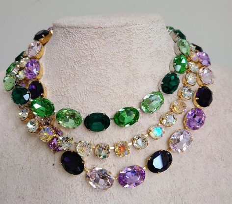 Gala Jewelry, Multicolor Necklace, Necklace Emerald, Bride Necklace, Peridot Crystal, Layering Necklaces, Bride Jewelry, Necklace Purple, Peridot Green