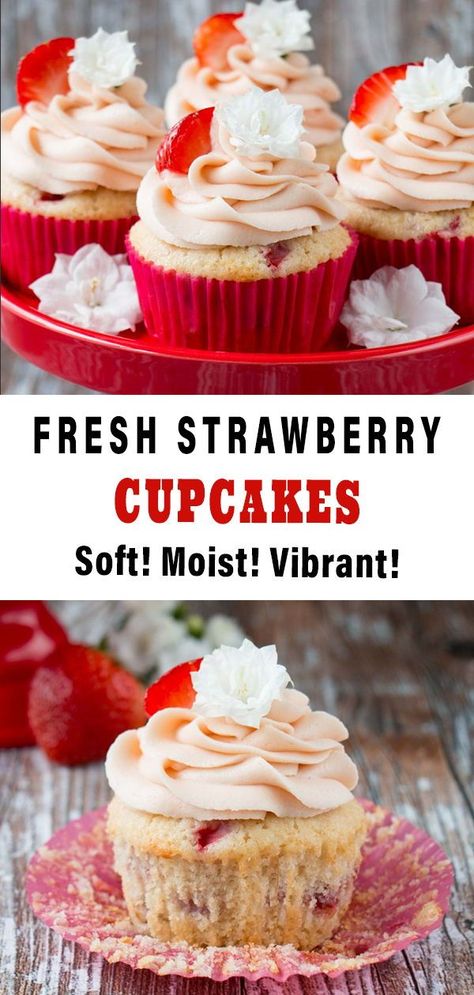 Real Strawberry Cupcakes, Gourmet Strawberry Cupcakes, Strawberry Cupcake Recipe From Scratch, Strawberry Cupcakes Recipes, Strawberry Cupcakes From Scratch, Strawberry Cupcake Recipe, Strawberry Cupcakes Recipe, Fresh Strawberry Cupcakes, Cupcakes From Scratch