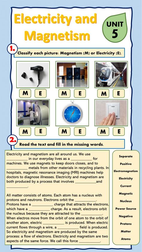 Electricity And Magnetism, Science Electricity, Regular And Irregular Verbs, Personal Pronouns, The Worksheet, 6th Grade Science, Natural Science, Irregular Verbs, Esl Worksheets