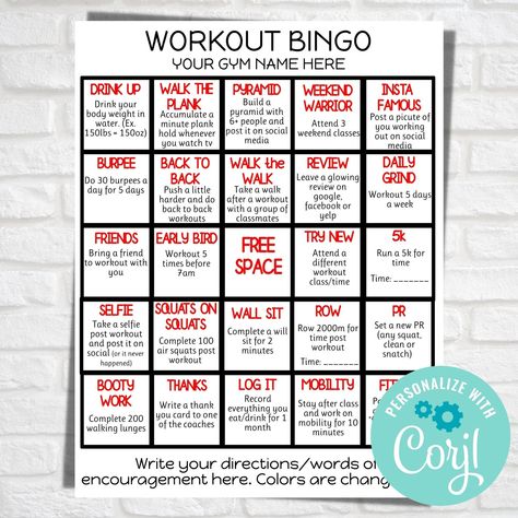 Workout Bingo, Fitness Bingo, Valentines Workout, Bingo Ideas, Fiesta Bridal Shower Invitations, Famous Drinks, Valentines Day Words, Get Into Shape, Dinosaur Baby Shower