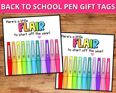 Back to School Teacher Gift Tag, Flair Pen Gift Tag, First Day of School Printable #thriftyfrugalmom #teachergift #teacherappreciation #cheapgifts #teacher #create #students #gifts. Go for more info 👉https://whispers-in-the-wind.com/top-10-graduation-gift-ideas/?teacher236 Flair Pen Gift Tag, Flair Pen Teacher Gift, Flair Pen Gift, Pen Gift Tag, Welcome Back Gifts, Back To School Teacher Gifts, First Day Of School Printable, Flair Pens, Back To School Gifts For Teachers