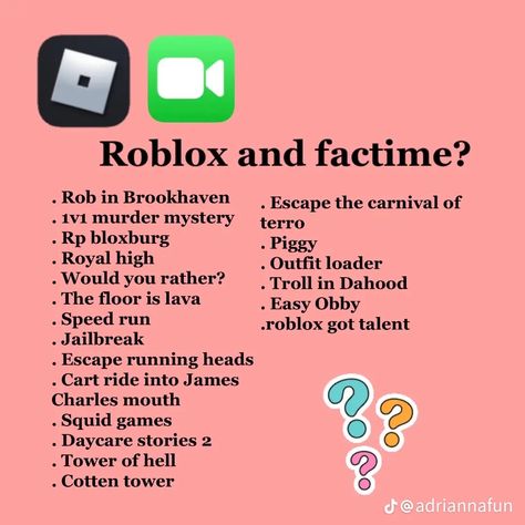 Things To Do With Your Friends On Facetime, What To Do On Ft With Friends, Things To Do On Facetime With Bestie, Things To Do On A Facetime Call, Things To Do When Bored On Facetime, Roblox And Facetime, 2 Person Games Friends, What To Do On Facetime With Friends, What To Do On Call With Friends