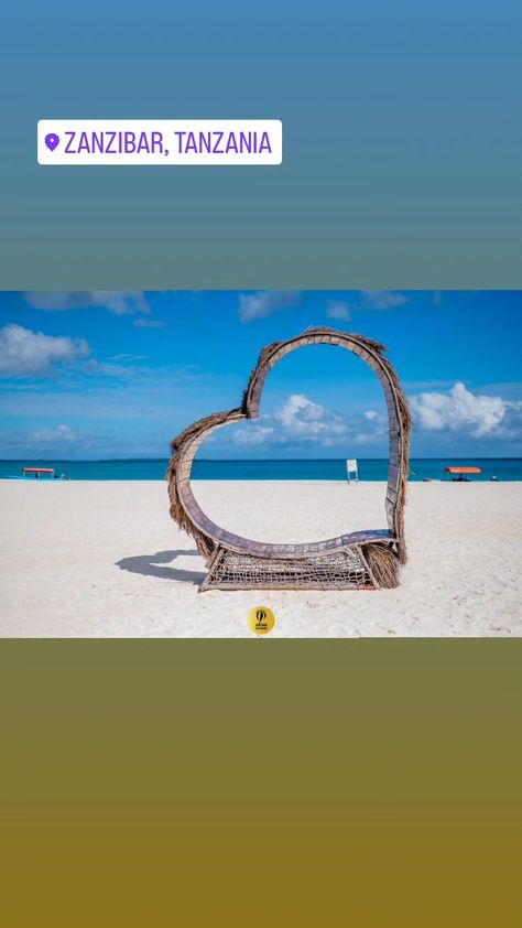 The love structure at Kendwa beach Zanzibar Kendwa Beach Zanzibar, Heart Chair, Zanzibar Beach, Zanzibar Beaches, Beach Heart, Tanzania, Vision Board, Places To Visit, Quick Saves