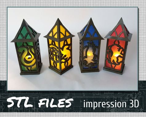 3D Printing Files Decorative Lantern Inspired by Hogwarts - Etsy 3d Printing Files, Roof Lamp, Magical School, Harry Potter 3d, Magical House, Slytherin And Hufflepuff, Elf House, Lanterns Decor, Geek Gifts