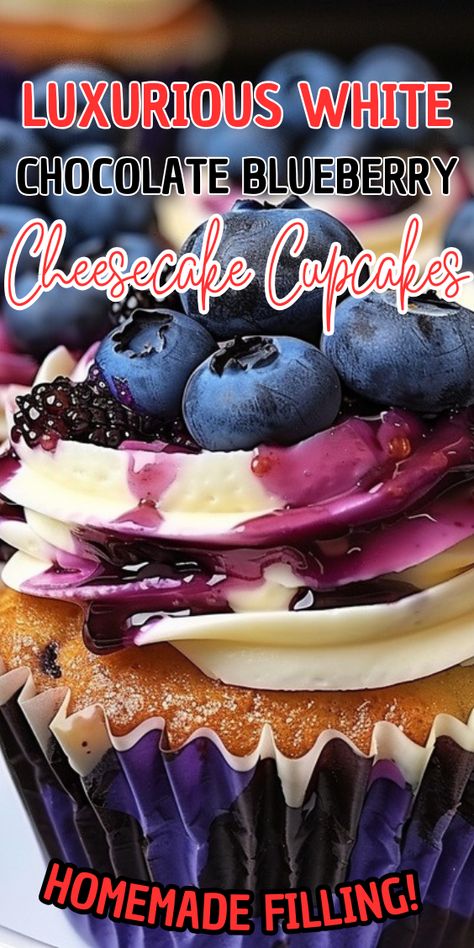 White Chocolate Blueberry Cheesecake Cupcakes, White Chocolate Blueberry Cheesecake, Chocolate Blueberry Cheesecake, Blueberry Cheesecake Cupcakes, Blueberry Cheesecake Bars, Cream Cheese Cupcakes, Chocolate Blueberry, Homemade Crust, Blueberry Cupcakes