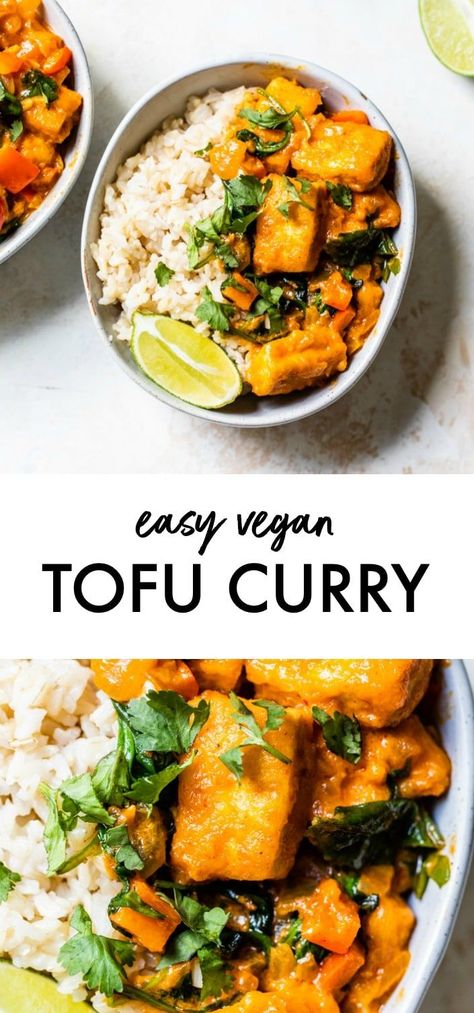 dairy free Easy Tofu Curry, Tofu Recipes Easy, Vegan Curry Recipes, Tofu Curry, Tofu Recipes Vegan, Vegan Tofu, Vegan Curry, Crispy Tofu, Curry Dishes