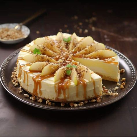 Pear Cheesecake, Carmel Cheesecake, Canned Pears, Cheesecake Crust, Cheesecake Dessert, Apple Cheesecake, Cheese Crust, Cinnamon Cookies, Culinary Travel