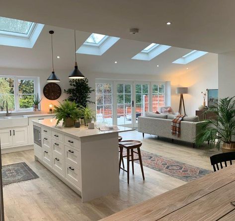 Kitchen Diner Extension, Open Plan Kitchen Dining Living, Open Kitchen And Living Room, Open Plan Kitchen Diner, Open Plan Kitchen Dining, Open Plan Kitchen Living Room, Kitchen Lounge, House Extension Design, Open Plan Living Room