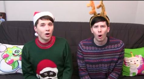 Dan And Phil Christmas, Phil 3, Dan And Phil, Ho Ho Ho, Reindeer, Christmas Sweaters, Merry Christmas, Christmas