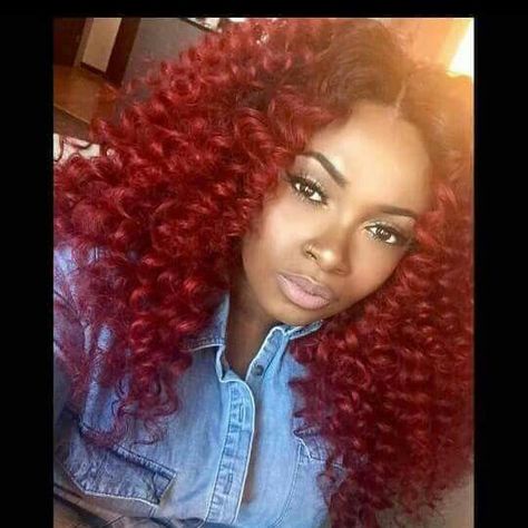 Auburn Crochet Hairstyles, Red Crochet Hairstyles, Burgundy Crochet Hairstyles, Crochet Afro, Red Afro, Afro Hair Care, Crochet Hairstyles, Curly Crochet Hair Styles, Hairstyles For Women Over 60