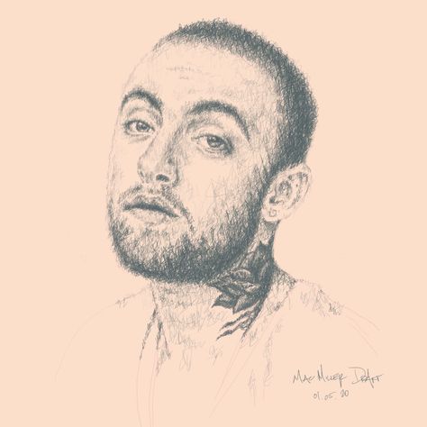 Mac Miller Easy Drawing, Mac Miller Sketch, Mac Miller Coloring Page, Mac Miller Reference, Mac Miller Drawings, Mac Miller Pencil Drawing, Miller Draft, Mac Miller Digital Art, Mac Miller Faces Art