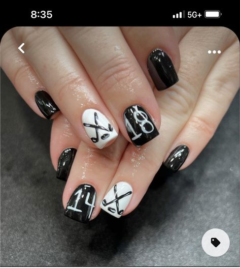 Lacrosse Nails, Hockey Nails Designs, Fingernail Colors, Hockey Nails, The Most Beautiful Nails, Most Beautiful Nails, Sports Nails, Pretty Fingers, Nail Sets