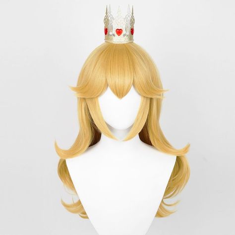 Princess Peach Halloween, Princess Peach Cosplay, Peach Cosplay, Mario Costume, Peach Mario, Peach Hair, Princesa Peach, Crown Earrings, Anime Decor