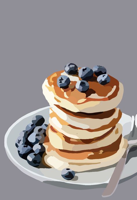 Pancake Brunch, Procreate Portrait, Pancakes Breakfast, Food Illustration Art, Food Wallpaper, Cute Patterns Wallpaper, Sky Art, Food Drawing, Breakfast Food