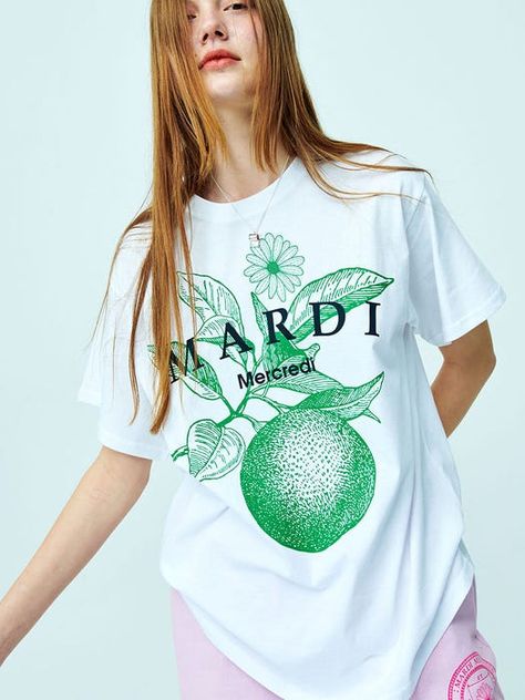 Orange Tree T-shirt from MARDI MERCREDI Tree Graphic, Orange Tree, T Shirt Oversized, Cotton Shorts, Branded T Shirts, Graphic Tee, Shirt Designs, Short Sleeves, Street Style