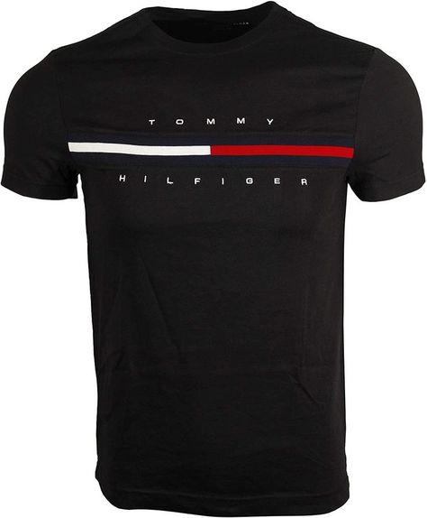 Tommy Hilfiger Men's Regular Short Sleeve Logo T-Shirt Tommy Hilfiger Fashion, Tommy Hilfiger Store, Tommy Hilfiger T Shirt, Flag Logo, T Shirt And Jeans, Tommy Hilfiger Man, Mens Crew Neck, Slim Fit Men, Tommy Jeans