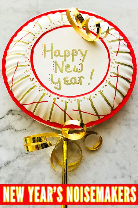 Paper Plate Noise Maker New Years Craft #ArtsAndCrafts #KidsCrafts #Crafts #DIY #NewYearsEve New Years Prek Crafts, New Year's Crafts For Kids, Nye Craft Kids, New Years Sunday School Lesson For Kids, New Years Preschool Crafts, Happy New Year Crafts, New Years Eve Crafts For Kids, Nye Craft, New Years Kids Crafts