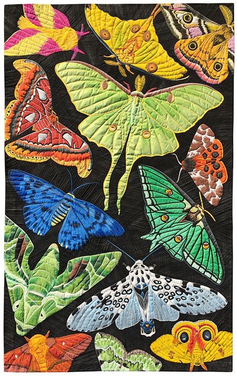 Fiber Art Quilts, Butterfly Quilt, Landscape Quilts, Fiber Artist, Animal Quilts, Moon River, Diy Couture, Clay Ceramics, Applique Quilts