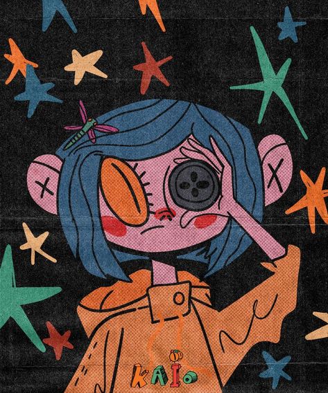 By Kaio Moreira (Coraline - Coraline Jones) Coraline Drawing Ideas, Coraline Illustration, Coraline Drawings, Coraline Sketch, Coraline Doodles, Coraline Fan Art, Coraline Poster, Coraline Fanart, Coraline Book