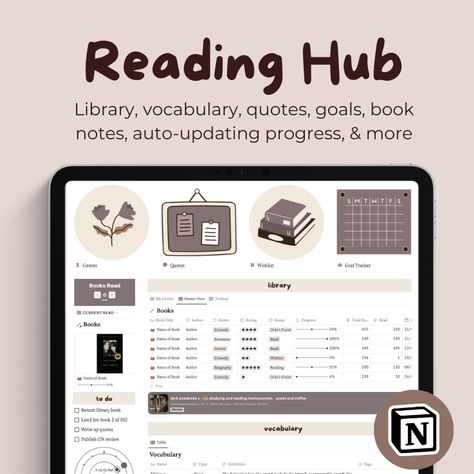 #Organisation #Journal_Notion_Template #Journal_Notion #Writing_Apps Writing Apps, Reading Library, Book Log, Reading Tracker, Reading Log, School Planner, Notion Template, Get My Life Together, Student Planner