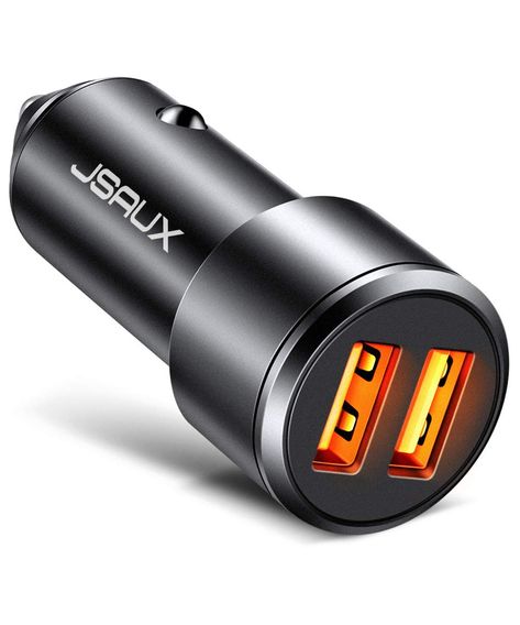 JSAUX Car Charger, 3A Dual USB Ports 36W Fast Car Charger Adapter Aluminum Metal Compatible with Samsung Galaxy S9 S8 Plus Note 10 9 8 S7, iPhone X 8 7 6S 6, iPad, LG V30 G5 G6 V20, Moto (Black) *** For more information, visit image link. (This is an affiliate link) Iphone Car Holder, Cell Phone Chargers, Blazers Black, Car Charger Usb, Iphone Holder, Phone Chargers, Fast Car, Cell Phone Charger, Iphone Charger