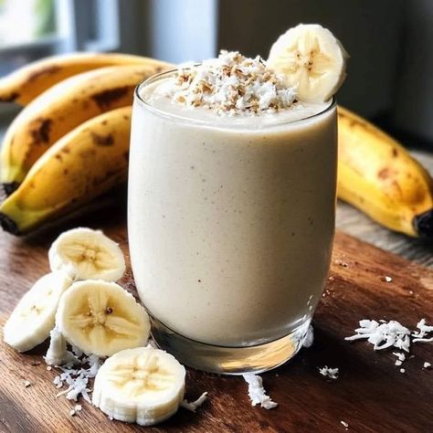 Coconut Banana Smoothie, Smoothie Pops, Feeling Under The Weather, Banana Coconut, Banana Smoothie, Frozen Banana, Healthy Tips, Greek Yogurt, Coconut Milk