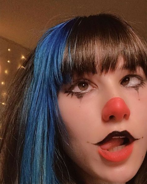 Clown Mouth Makeup, Clown Mouth, Mouth Makeup, Makeup Clown, Clown Makeup, Blue Hair, Makeup Looks, A Woman, The Day