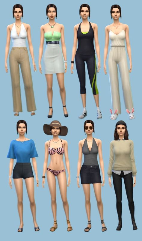 Sims 4 base game outfits 💚 my ID is Yuna_licht #ts4 #sims4 #sims #ts4outfits #sims4outfits, without cc Sims 4 Cc Clothes Base Game, Sims 4 People Ideas Base Game, Sims 4 Clothes Base Game, Ideas For Sims 4 Characters, Outfit Ideas Sims 4, Sims4 Base Game Outfits, Sims 4 Sims Characters Ideas, Sims 4 Character Ideas Base Game, Sims 4 Nocc Outfits