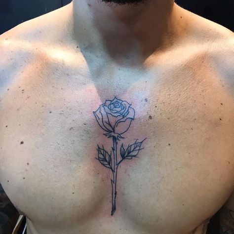 Rose Tattoo On Chest Men, Rose Chest Tattoo Men, Rose Tattoo Men Chest, Rose Chest Tattoo, Realistic Rose Tattoo, Rose Tattoos For Men, Realistic Rose, Chest Tattoo Men, Chest Tattoo