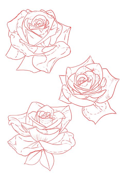 Red Outline Rose Tattoo, Red Ink Rose Tattoo Outline, Red Rose Tattoo Outline, Rose Stencil Templates, Rose Tattoo Stencil Outline, Red Rose Tattoo Design, Rose Garden Ideas, Rose Wedding Decor, Geometric Tattoo Stencil