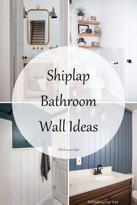 Half Bath Shiplap Wall, Half Bath Accent Wall, Plank Wall Bathroom, Lake House Bathroom Ideas, Bathroom Beadboard Ideas, Waterproof Bathroom Wall Panels, Bathroom Wall Ideas, Shiplap Bathroom Wall, Shiplap Paneling