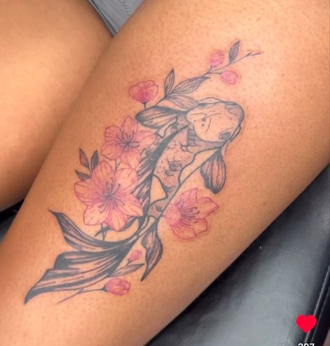 IG: inkmeupkevo |   couple tattoos lesbian matching Pisces Fish And Flower Tattoo, Tattoo Ideas Female Koi Fish, Coi Fish Back Tattoos, Simple Koi Tattoo, Koi Fish Tattoo Thigh Lotus Flowers, Koi Fish And Water Lily Tattoo, Coral Fish Tattoo, Koi Fish Tattoo On Thigh, Coi Fish And Lotus Flower Tattoo