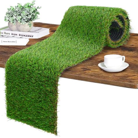 PRICES MAY VARY. Pe Realistic Grass Runner: 12"x60", Upgrade 5 tones color, ensure looks like real grass, not only green shade! Bring the natural apparence to xmas project. Priemum Quality: Made of UV-resistant PE material, reusable for more than 6 years. Natural rubber bottom with 3 layers of fabric in the middle of the bottom for more durability. Easy To Clean: Drainage holes are evenly distributed at the bottom, which can automatically seep water and keep the faux grass surface clean and tidy Table Runner Greenery, Grass Placemats, Birthday 12, Greenery Decor, Faux Grass, Fake Grass, Plant Table, Green Theme, Artificial Turf