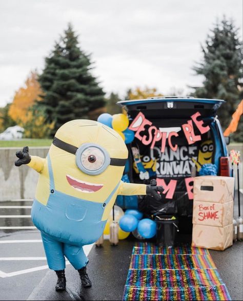 Minion Trunk Or Treat Ideas For Trucks, Minion Trunk Or Treat Ideas For Cars, Minion Trunk Or Treat Ideas For Suv, Despicable Me Trunk Or Treat Ideas, Minions Trunk Or Treat Ideas, Trunk Or Treat Minion Theme, Minions Trunk Or Treat, Minion Trunk Or Treat Ideas, Minion Halloween Decorations